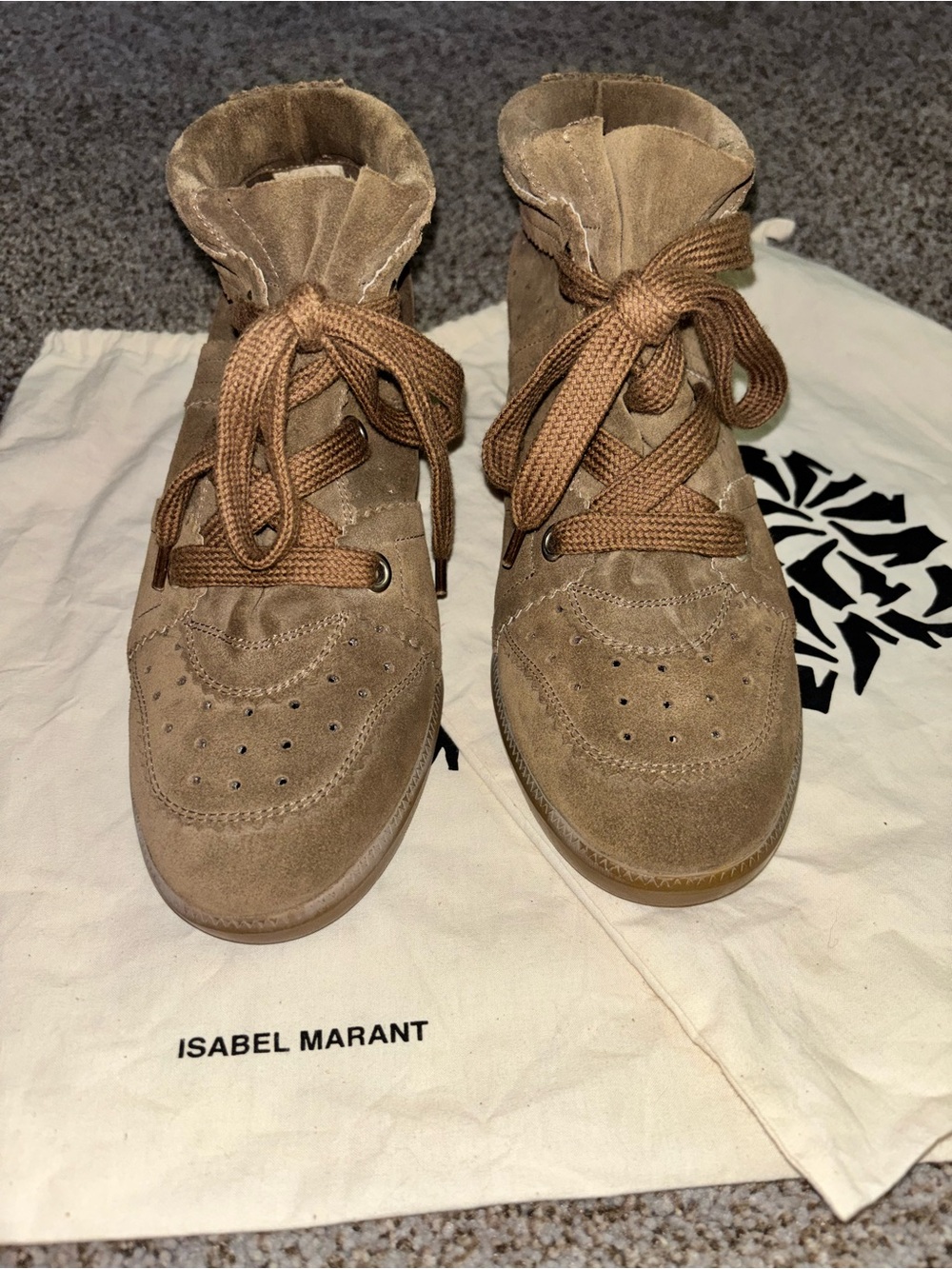 Isabel Marant Brown Suede Lace-Up Wedge Boots - Picture 5 of 12